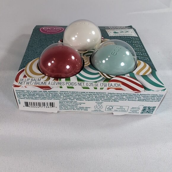 EOS Holiday Collection 3 Set Lip Balm Mint Pepermint Sweet Candy Cane Swirl NEW - Picture 5 of 11